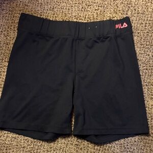 Fila Women's Athletic Shorts in Black with Pink Logo